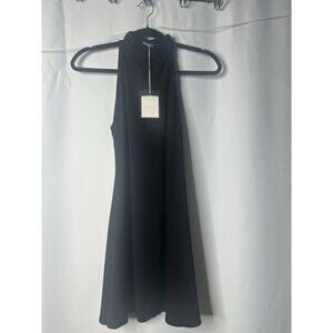 Naked Wardrobe Black Mini Dress S Mock Neck Bodycon Sleeveless